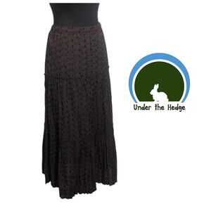 Y2K Brown Embroidered Tiered Long Large Skirt cottage boho fairy grunge